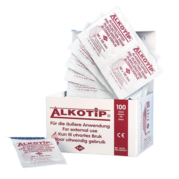 Alkoholtupfer 90 x 110 mm, 100 Stück